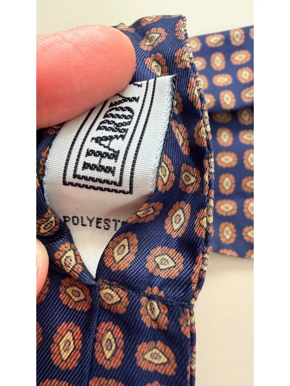 Hardy Amies Blue & Orange Geometric Pattern Scarf Ascot Tie